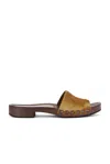 Miu Miu Distressed Suede Clogs Featuring Studded Detail In Cannella