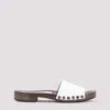 Miu Miu Leather Logo Slide Clogs In White