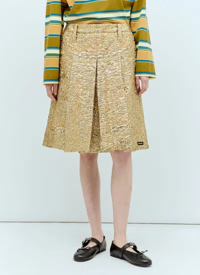 Miu Miu Cloquet Lamé Jacquard Skirt In Gold