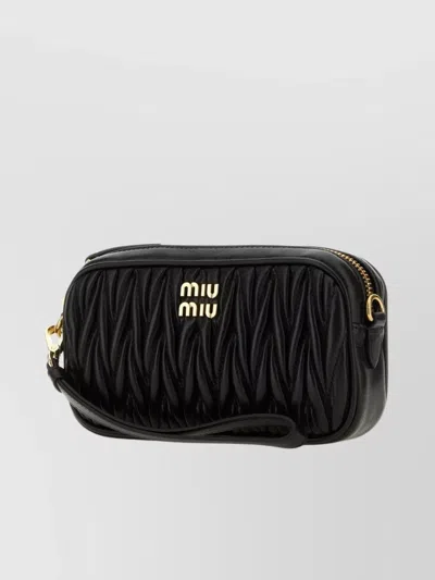 Miu Miu Clutch Leather Quilted Strap Detachable