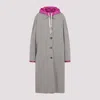 Miu Miu Cappuccino Cotton Blend Reversible Overcoat In Argilla Azalea Viola
