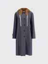 Miu Miu Tailored Long Coat With Detachable Hood In Multi