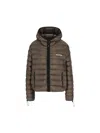 Miu Miu Hoode Puff Coat In Brown