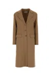 Miu Miu Camel Wool Blend Coat In Brown