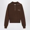 Miu Miu Cocoa Cashmere Sweater With Zip Women In Brown