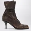 Miu Miu Cocoa-coloured Lace-up Boot With Heel In Brown