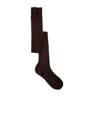 Miu Miu Cocoa-coloured Silk-blend Socks In Brown