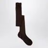 Miu Miu Cocoa-coloured Silk-blend Socks In Black
