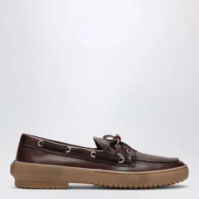 Miu Miu Coffeecoloured Deck Boat Shoes In Brown