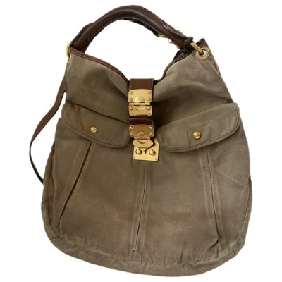 Pre-owned Miu Miu Coffer Handbag In Green