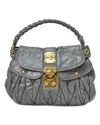 Miu Miu Coffer Handbag Large Embossed Gray In Gray