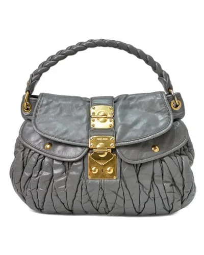 Miu Miu Coffer Handbag Large Embossed Gray