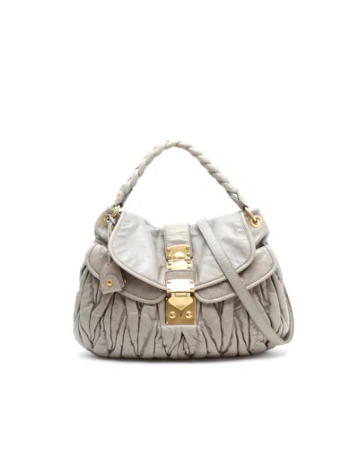 Miu Miu Coffer Hobo Bag In Gray