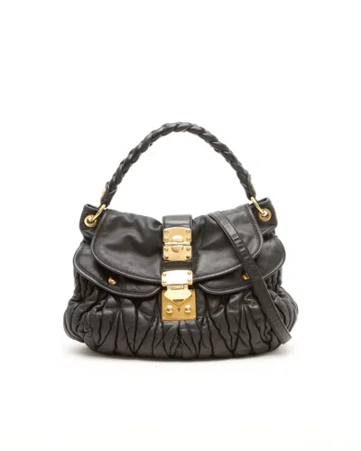 Miu Miu Coffer Matelassé Hobo Bag In Black