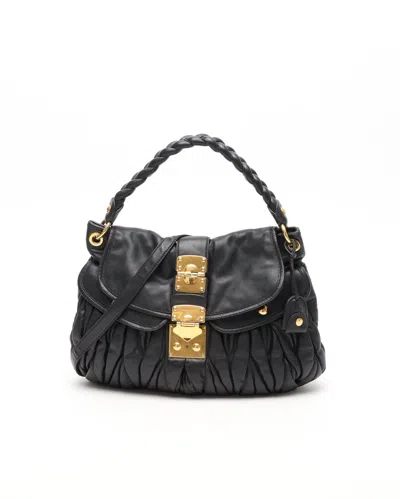 Miu Miu Coffer Matelassé Hobo Bag In Black