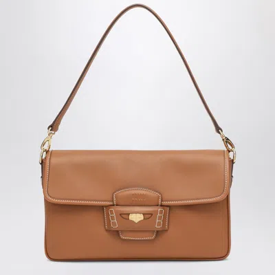 Miu Miu Cognac Leather Penny Purse In Brown
