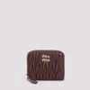 Miu Miu Quilted Burgundy Lamb Leather Wallet In Brown