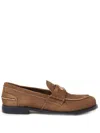 Miu Miu Coin-plaque Suede Loafers In Brown