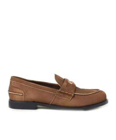 MIU MIU MIU MIU LOGO-PLAQUE SLIP-ON LOAFERS