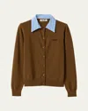 Miu Miu Knitwear With Ribbed Cuffs And Hem In Brown