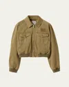 Miu Miu Bomber Jacket In Cotton In F0393 Oliva