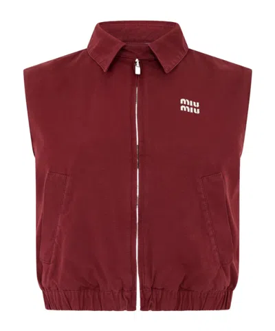Miu Miu Collared Sleeveless Vest In Red