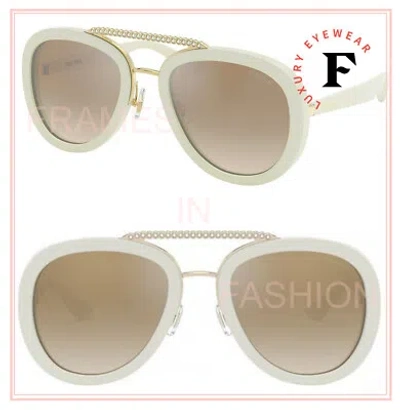 Pre-owned Miu Miu Collection 05v White Gold Mirrored Crystal Bar Sunglasses Mu05vs Women In Vag-168