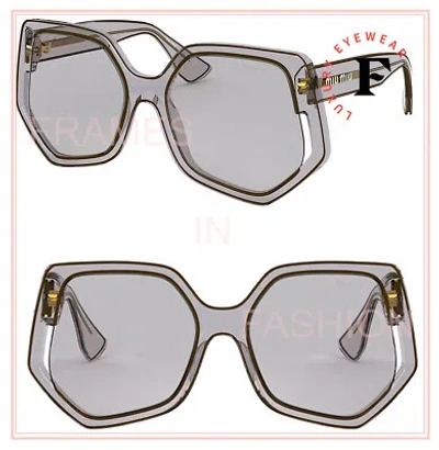 Pre-owned Miu Miu Collection 07v Translucent Gray Geometric Oversized Sunglasses Mu07vsa