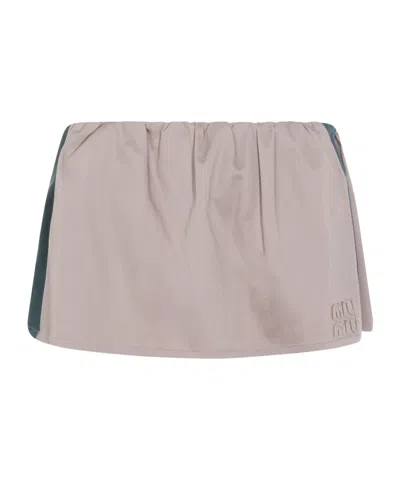 Miu Miu Color-blocked Mini Skirt In Gray