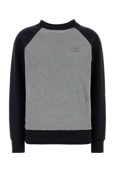Miu Miu Color-block Cotton Sweatshirt In Black