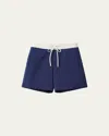 Miu Miu Colorblock Drawstring Low Rise Shorts In Blue