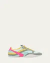 Miu Miu Colorblock Nylon Tech Runner Sneakers In Anice Fuxia