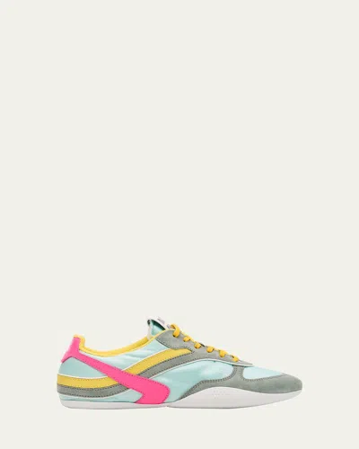 Miu Miu Colorblock Nylon Tech Runner Sneakers In Anice Fuxia
