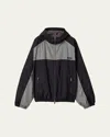 Miu Miu Colorblock Oversized Hooded Track Jacket In Black