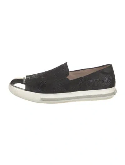 Pre-owned Miu Miu Colorblock Pattern Loafers In Black