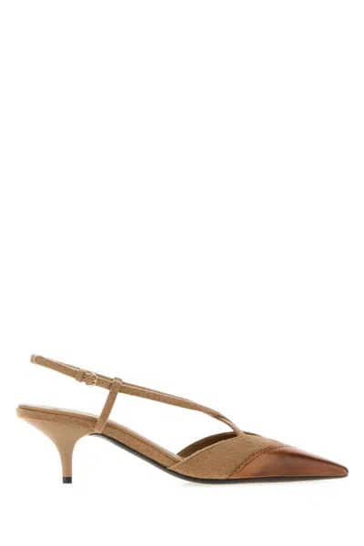 Miu Miu Colorblock Vitello Leather Slingback Heel In Brown