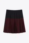 Miu Miu Block Pattern High Waist Knee-length Pleated Skirt In Multi