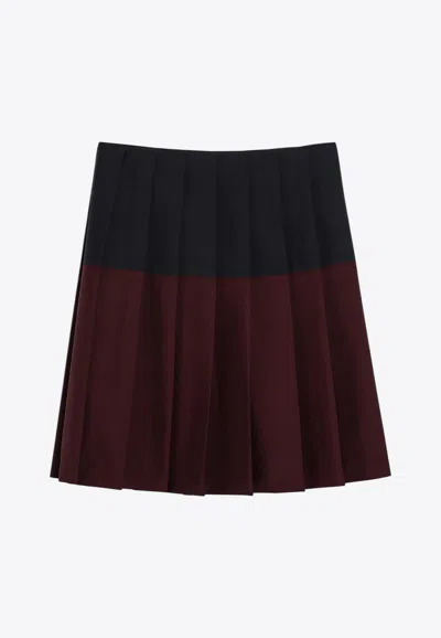Miu Miu Colorblocked Pleated Mini Skirt In Red