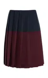 Miu Miu Colorblocked Pleated Wool Midi Skirt In Multi