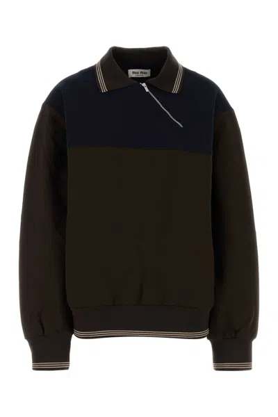 Miu Miu Colour-block Viscose Sweatshirt In Black