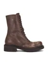 Miu Miu Calfskin Cap-toe Combat Boots In Cacao