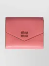 Miu Miu Compact Leather Wallet Foldable Design In Pink