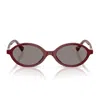 Miu Miu Compact Oval Sunglasses In Glossy Burgundy Acetate In Brown