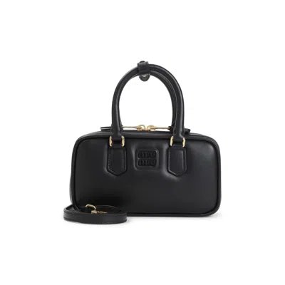 Miu Miu Compact Structured Shoulder Bag In Smooth Calf Leather In Black