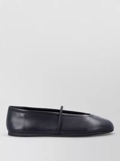 Miu Miu Contemporary Leather Ballet Flat Rounded Toe In Blue
