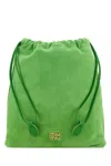 Miu Miu Logo Suede Drawstring Pouch In Mela