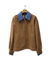 Miu Miu Contrast-collar Casual Jacket In Brown
