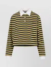 Miu Miu Contrast Collar Striped Cotton Polo
