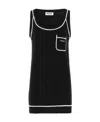 Miu Miu Contrast Stitching Mini Dress In Black