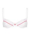 Miu Miu Contrast Striped Details Of Bra In White